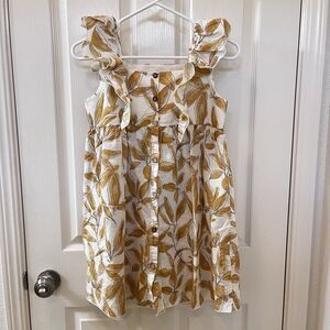 Play Up Sage Leaves Print Woven Dress Karité Ruffles Button Front Girls Size 10